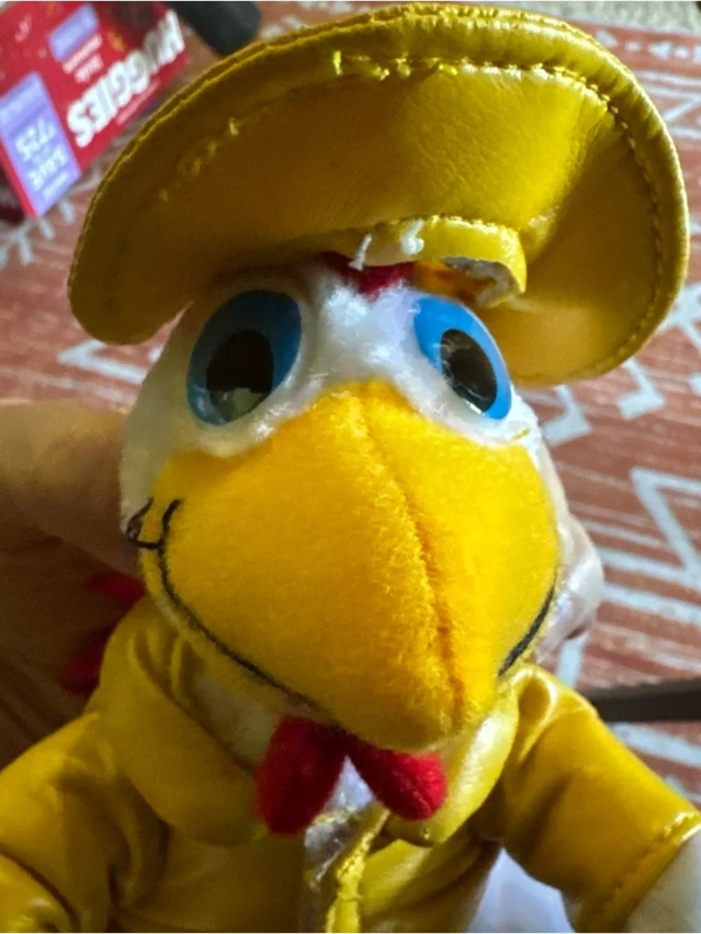 Toy Works Rooster Stuffed Animal Plush Yellow Raincoat Hat Play Time Toys white